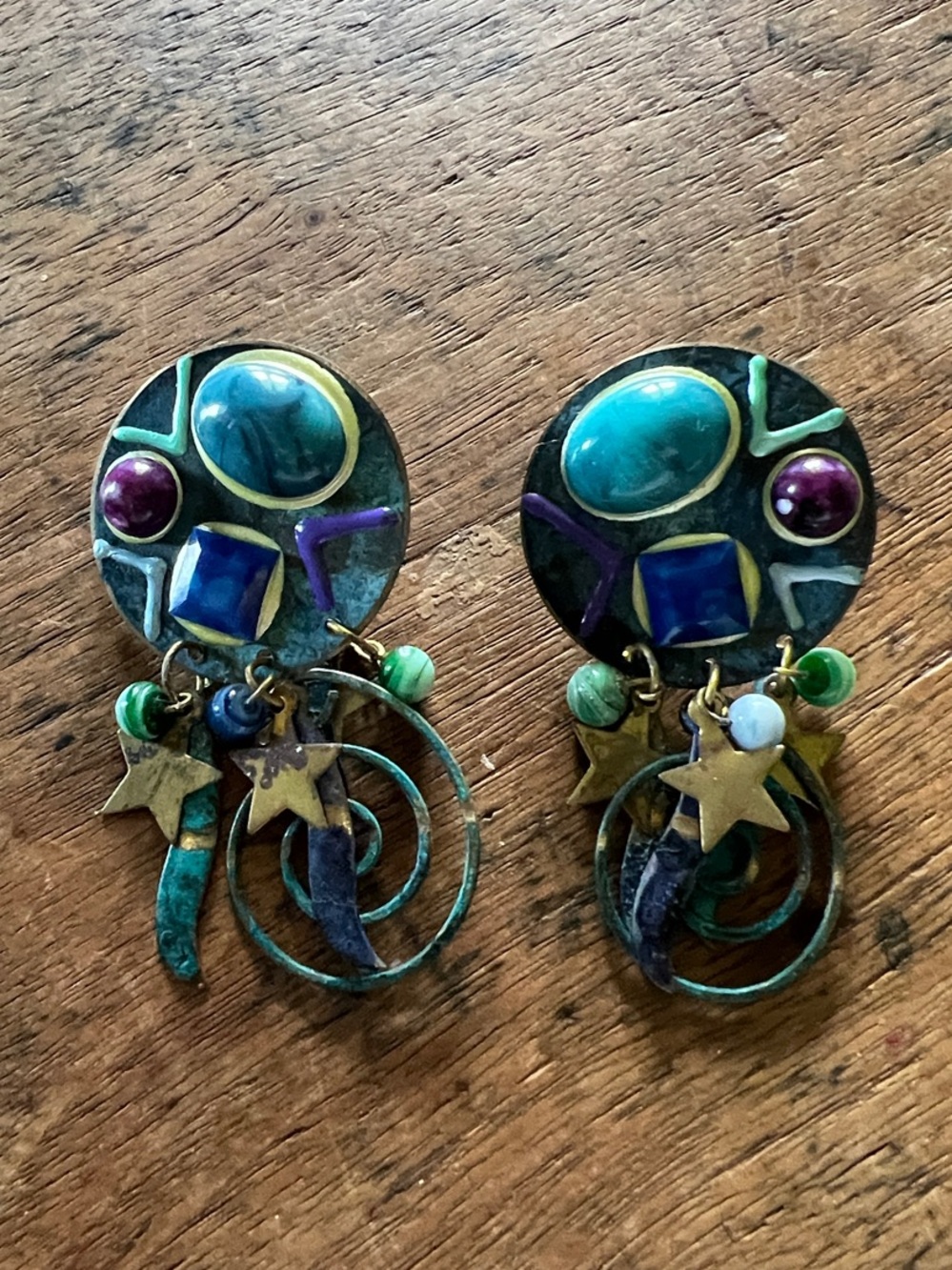 Bohemian Multicolor Drop Earrings with Turquoise Accents
